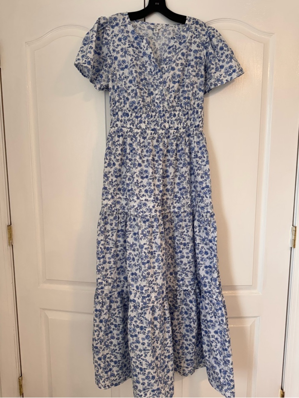 Crown & Ivy Blue and White Tiered Floral Maxi Dress